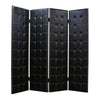 Wooden 4 Panel Screen with Button Tufting and Nailhead Trims, Black By Casagear Home