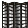 Wooden 4 Panel Screen with Asian Influenced Squares Black and Gold BM26464