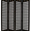 Wooden 4 Panel Screen with Asian Influenced Squares Black and Gold BM26464