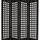 Wooden 4 Panel Screen with Asian Influenced Squares Black and Gold BM26464