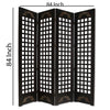 Wooden 4 Panel Screen with Asian Influenced Squares Black and Gold BM26464