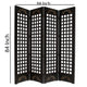 Wooden 4 Panel Screen with Asian Influenced Squares Black and Gold BM26464