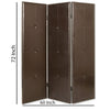 Wooden 3 Panel Screen with Button Tufting and Antique Nailheads Brown BM26468