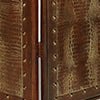 Wooden 4 Panel Floor Screen with Nailhead Trim Accents Brown BM26469