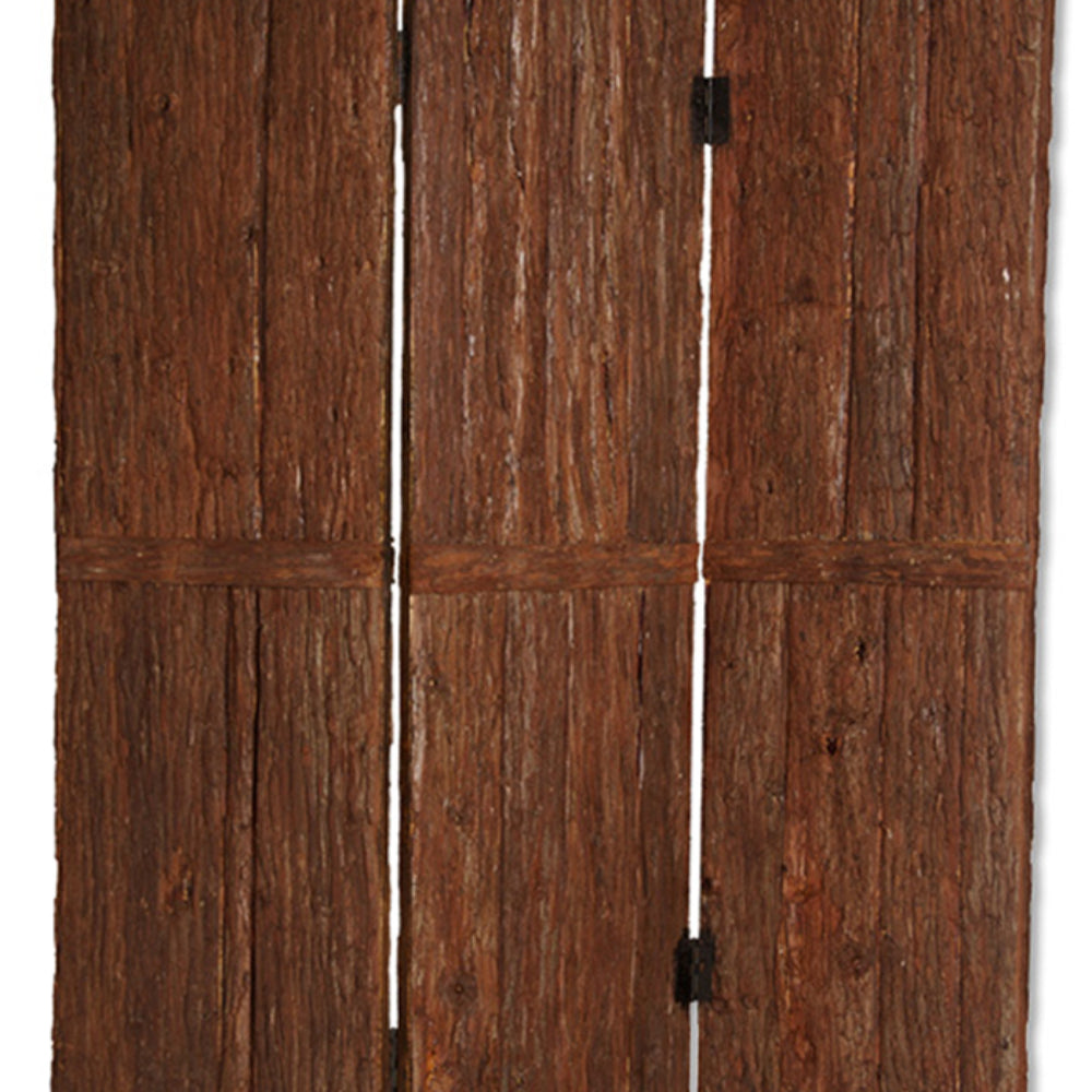 Wooden Foldable 3 Panel Room Divider with Plank Style, Small, Brown - BM26473 By Casagear Home