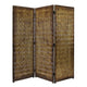 Dual Tone 3 Panel Wooden Foldable Room Divider with Wavy Design, Brown