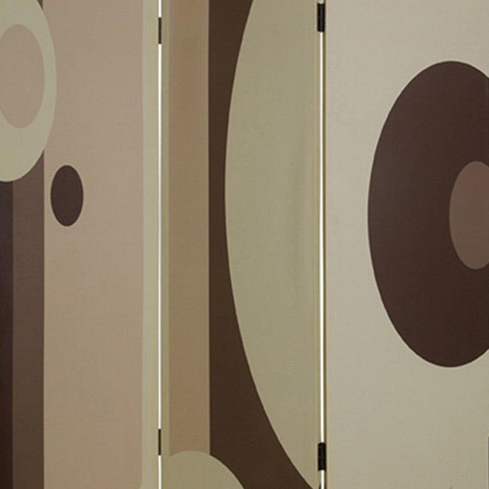Canvas Print 3 Panel Room Divider with Circle Design Beige and Brown BM26490