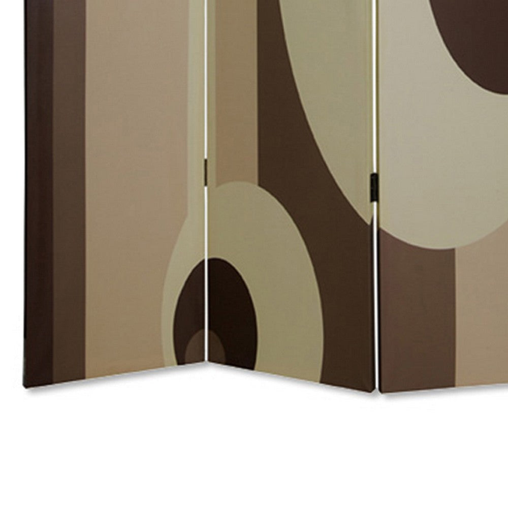 Canvas Print 3 Panel Room Divider with Circle Design Beige and Brown BM26490