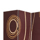 3 Panel Foldable Canvas Room Divider with Circle Design Brown and Yellow BM26491