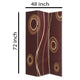3 Panel Foldable Canvas Room Divider with Circle Design Brown and Yellow BM26491