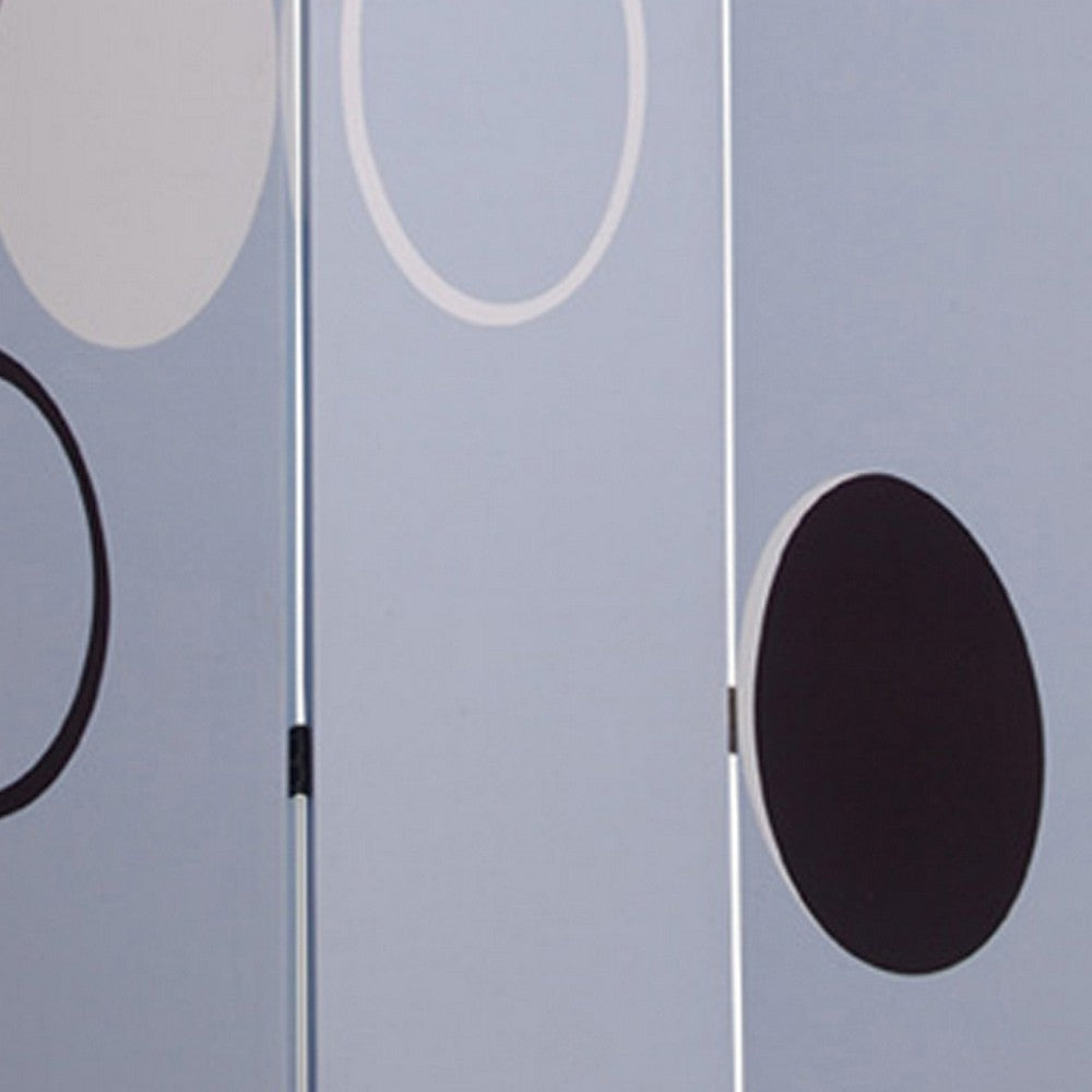 3 Panel Room Divider with Overlapping Circles Pattern Black and Gray BM26493