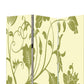 3 Panel Room Divider with Stems and Flower Pattern, Cream and Green - BM26494 By Casagear Home