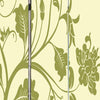 3 Panel Room Divider with Stems and Flower Pattern, Cream and Green - BM26494 By Casagear Home