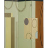 Wooden 3 Panel Canvas Room Divider with Geometric Pattern, Multicolor