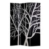 3 Panel Canvas Room Divider with Branch Pattern, Black and White