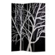 3 Panel Canvas Room Divider with Branch Pattern, Black and White