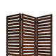 3 Panel Foldable Wooden Screen with Louver Pattern Dark Brown BM26501