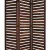 3 Panel Foldable Wooden Screen with Louver Pattern Dark Brown BM26501