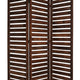 3 Panel Foldable Wooden Screen with Louver Pattern Dark Brown BM26501