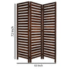 3 Panel Foldable Wooden Screen with Louver Pattern Dark Brown BM26501