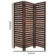 3 Panel Foldable Wooden Screen with Louver Pattern Dark Brown BM26501