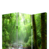 3 Panel Foldable Canvas Screen with Rainforest Print Green BM26514