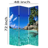 3 Panel Foldable Canvas Screen with Exotic Oceanside Print Multicolor BM26516