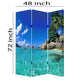 3 Panel Foldable Canvas Screen with Exotic Oceanside Print Multicolor BM26516