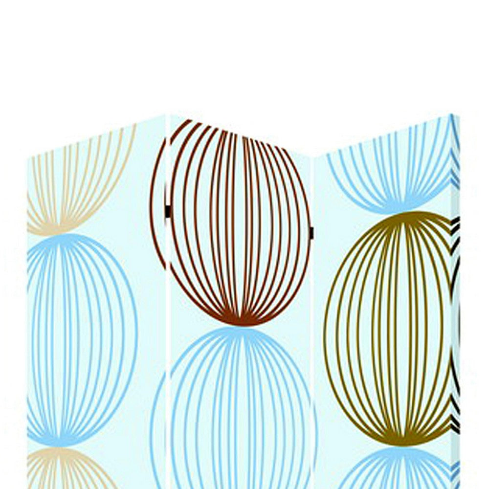 3 Panel Canvas Made Foldable Screen with Sphere Print Multicolor BM26518