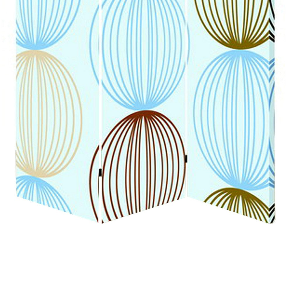 3 Panel Canvas Made Foldable Screen with Sphere Print Multicolor BM26518