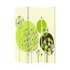 Abstract Floral Printed Foldable Screen with 3 Panels, Green and White