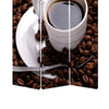 3 Panel Foldable Canvas Screen with Coffee Print Brown and White BM26522