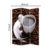 3 Panel Foldable Canvas Screen with Coffee Print Brown and White BM26522