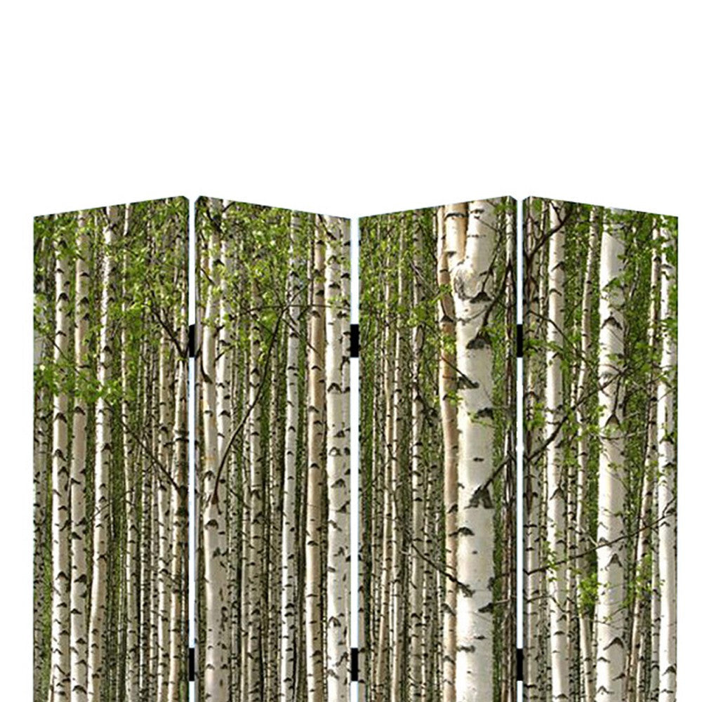 3 Panel Foldable Canvas Evergreen Forest Print Screen Green and White BM26523