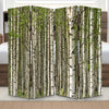 3 Panel Foldable Canvas Evergreen Forest Print Screen, Green and White