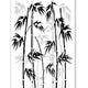 3 Panel Foldable Canvas Bamboo Leaf Print Screen Black and White BM26524