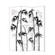 3 Panel Foldable Canvas Bamboo Leaf Print Screen, Black and White