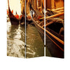 Venice Street Printed Foldable Screen with 3 Panels Brown BM26528