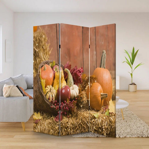 3 Panel Foldable Canvas Screen with Vegetable Still Print, Multicolor