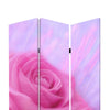 3 Panel Foldable Canvas Screen with Rose Print Pink BM26537