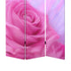 3 Panel Foldable Canvas Screen with Rose Print Pink BM26537