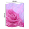 3 Panel Foldable Canvas Screen with Rose Print Pink BM26537