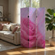 3 Panel Foldable Canvas Screen with Rose Print, Pink