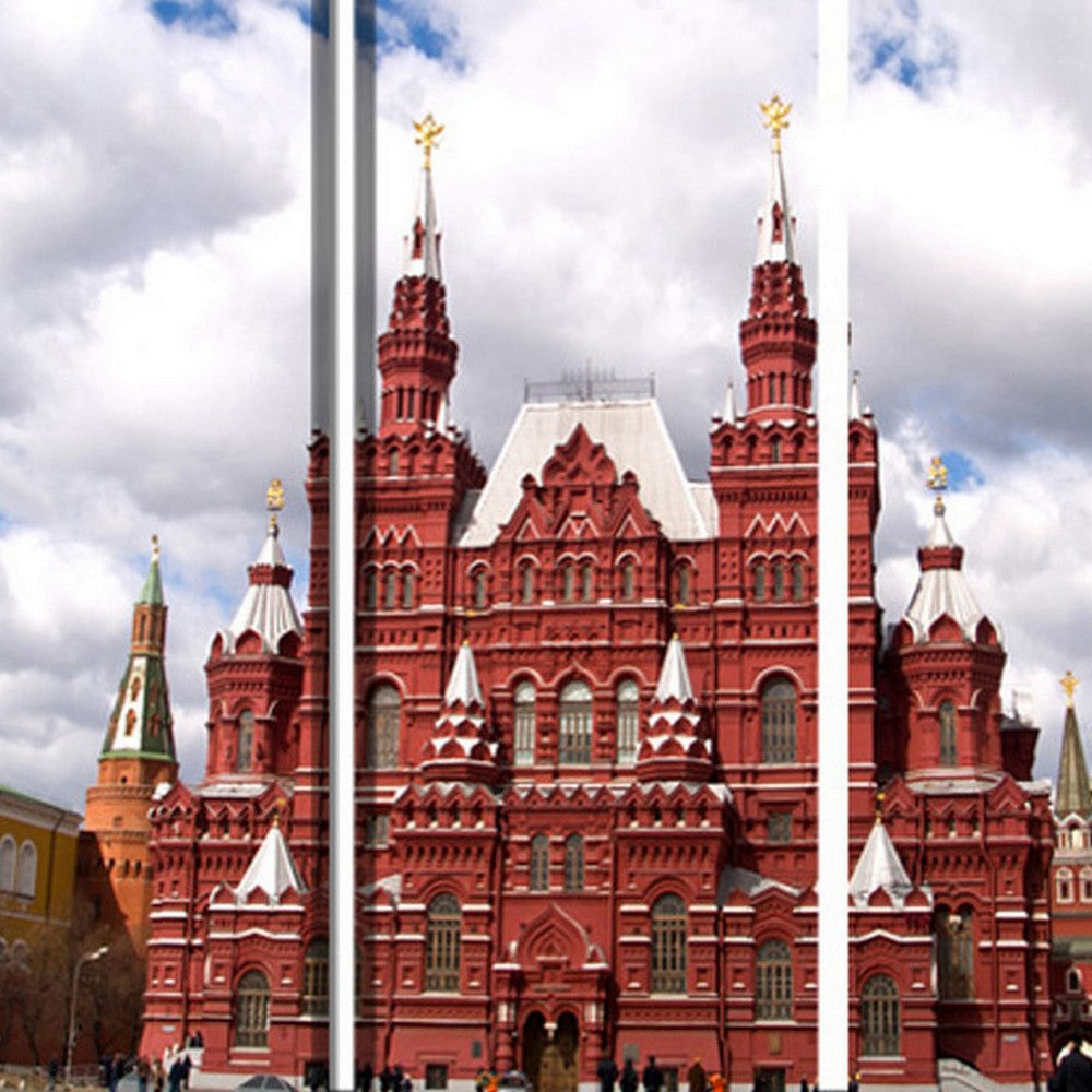 Russian Tower Print Foldable Canvas Screen with 3 Panels Multicolor BM26544