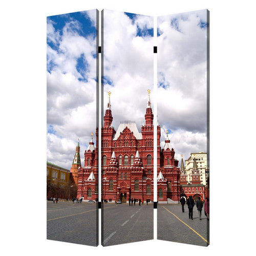 Russian Tower Print Foldable Canvas Screen with 3 Panels, Multicolor