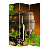 Grape Vine Print Foldable Canvas Screen with 3 Panels Multicolor BM26549