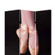 Ballet Shoe Print Foldable Canvas Screen with 3 Panels Black and Pink BM26550