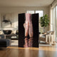Ballet Shoe Print Foldable Canvas Screen with 3 Panels, Black and Pink