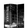 3 Panel Foldable Screen with Chicago Print Black and White BM26559