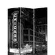 3 Panel Foldable Screen with Chicago Print Black and White BM26559